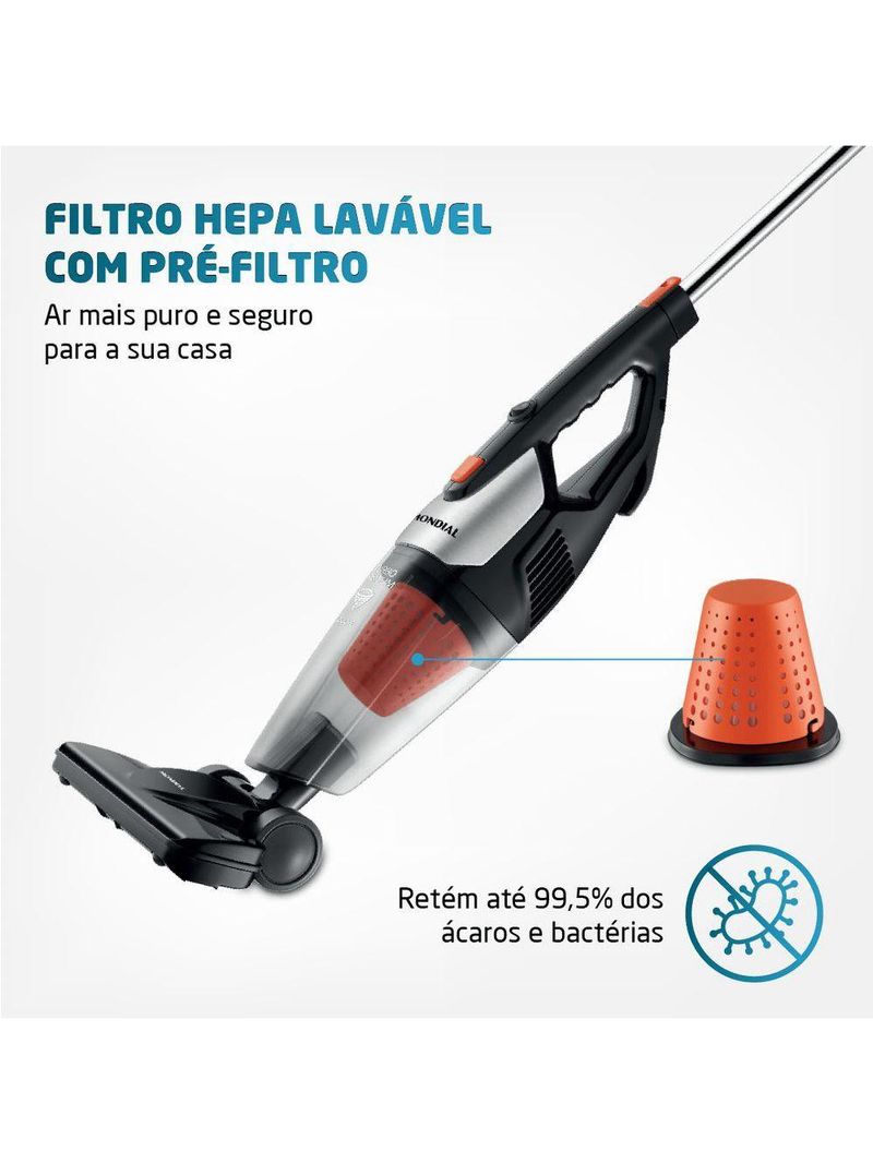 Aspirador De Pó Mondial Turbo PremiumAp-31127v-preto/laranja