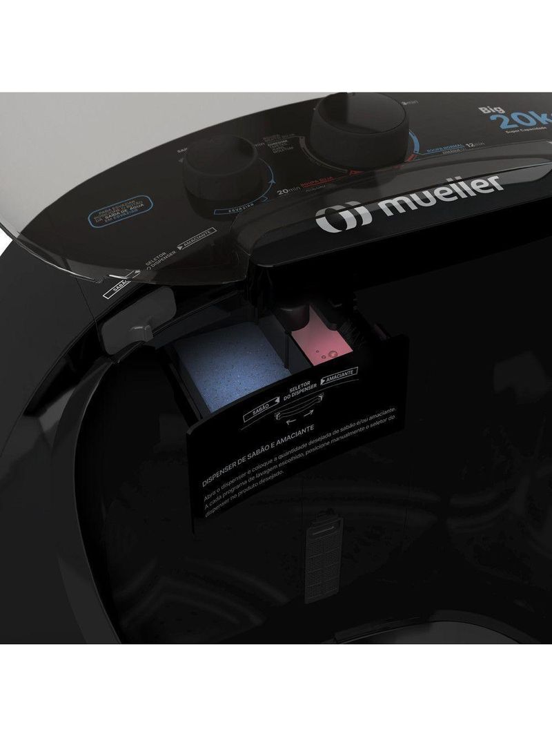 Lavadora Semiautomática Tanquinho Mueller 20kg Preto 220 V