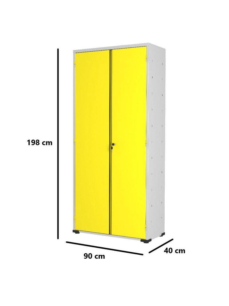 Armário Aço Escritório Fechadura 3 Prateleiras Ea301 Amarelo