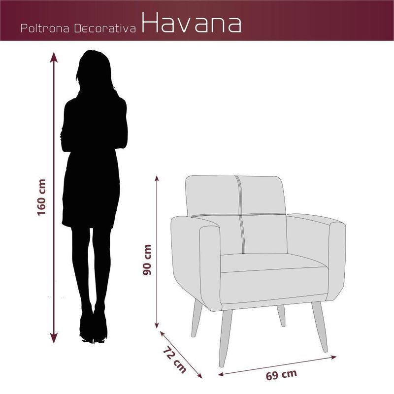 Poltrona Cadeira Decorativa Escritório Havana Matrix Bege