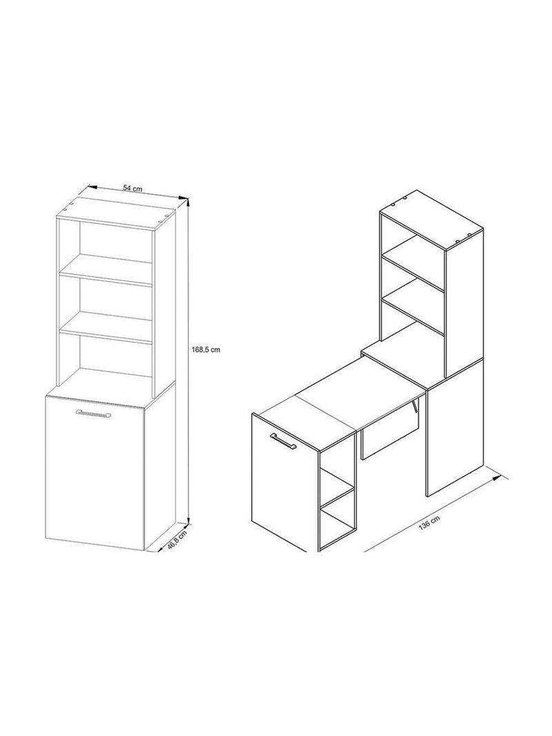 Mesa Multiuso Escritório Retrátil ME4171 c/ 5 Nichos Amêndoa - Tecno Mobili