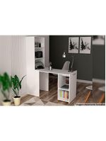 Mesa Multiuso Escritório Retrátil ME4171 c/ 5 Nichos Amêndoa - Tecno Mobili