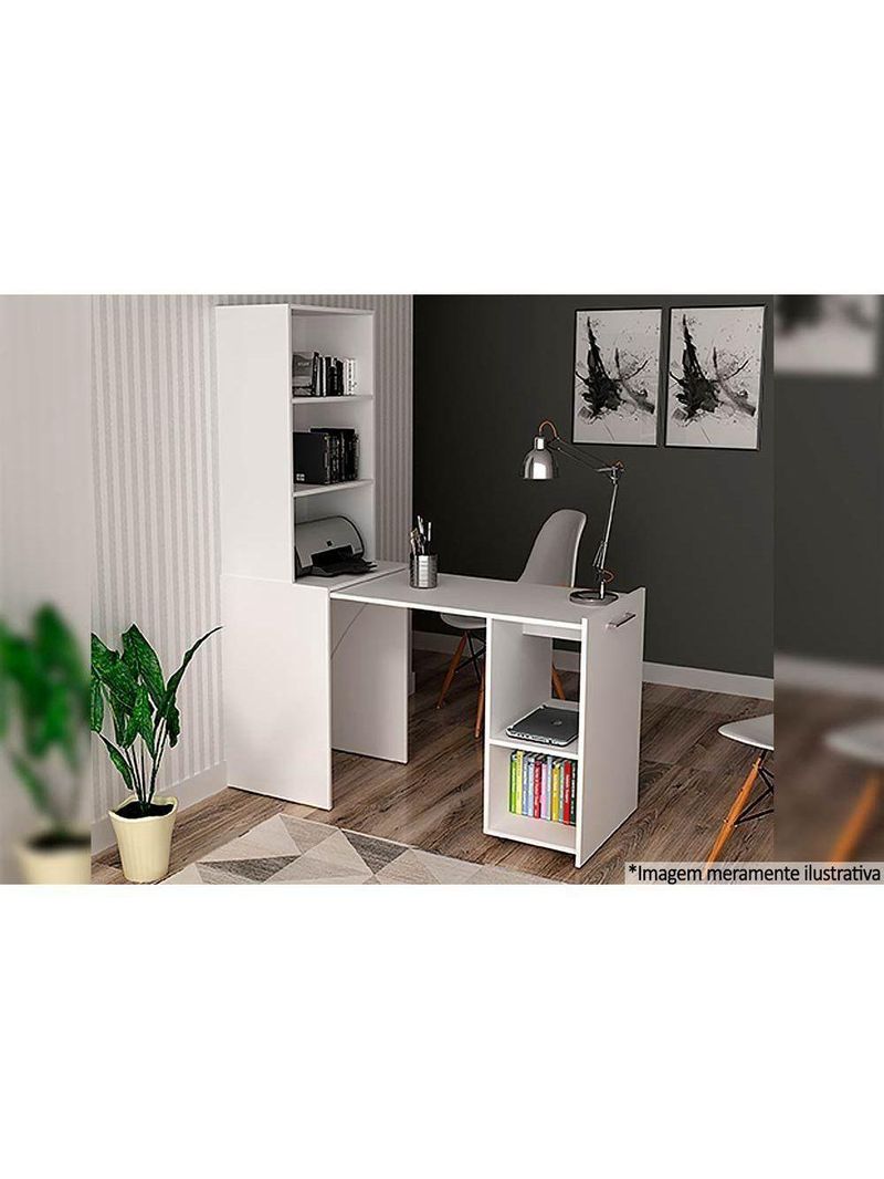 Mesa Multiuso Escritório Retrátil ME4171 c/ 5 Nichos Amêndoa - Tecno Mobili