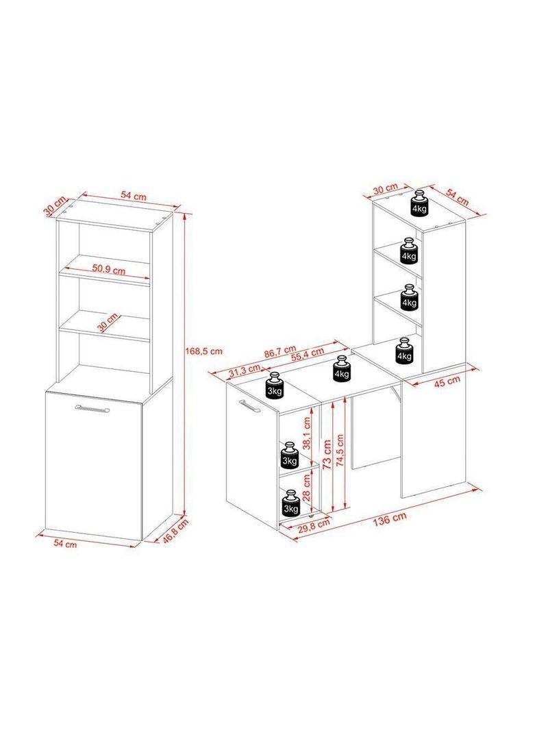 Mesa Multiuso Escritório Retrátil ME4171 c/ 5 Nichos Amêndoa - Tecno Mobili