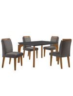 Conjunto Mesa Liz 120cm Mdf Com 4 Cadeiras Athenas Moderna Veludo Grafite E Imbuia
