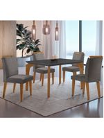Conjunto Mesa Liz 120cm Mdf Com 4 Cadeiras Athenas Moderna Veludo Grafite E Imbuia