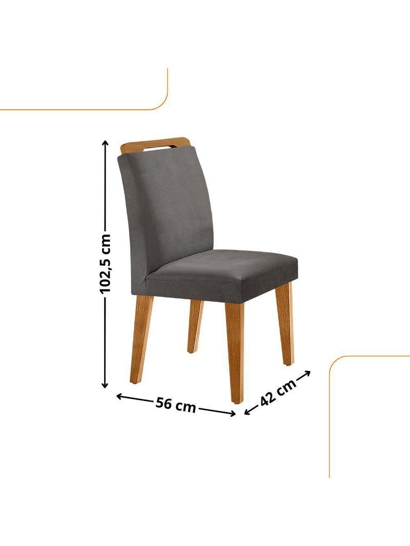 Conjunto Mesa Liz 120cm Mdf Com 4 Cadeiras Athenas Moderna Veludo Grafite E Imbuia