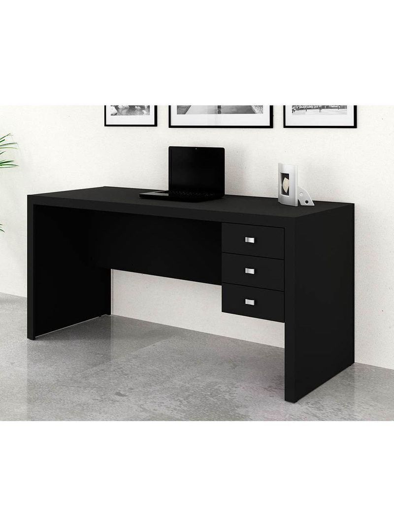Escrivaninha P/ Escritório Me4113 C/ 3 Gavetas Preto - Tecno Mobili