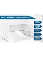 Escrivaninha P/ Escritório Me4113 C/ 3 Gavetas Preto - Tecno Mobili