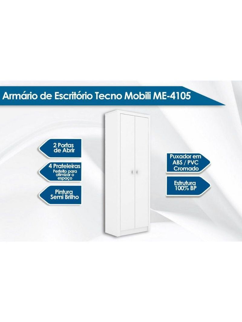 Armário de Escritório ME4105 c/ 2 Portas Preto - Tecno Mobili