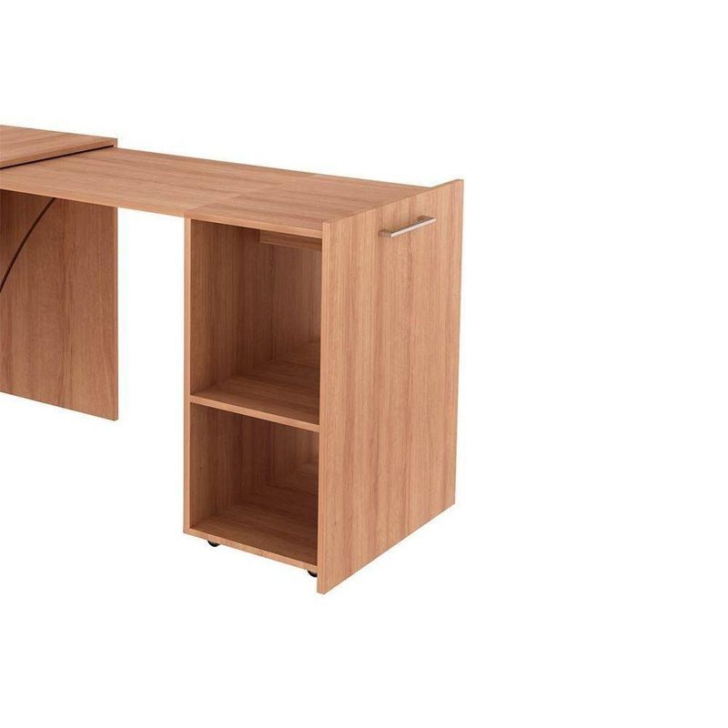 Mesa Multiuso Escritório Retrátil ME4170 c/ 2 Nichos Amêndoa - Tecno Mobili