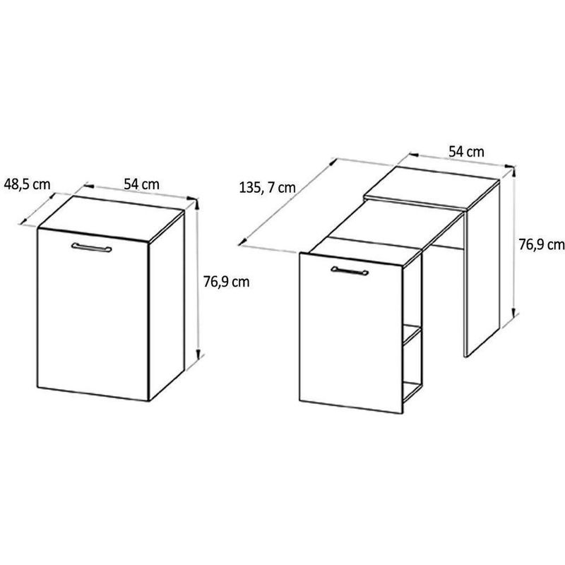 Mesa Multiuso Escritório Retrátil ME4170 c/ 2 Nichos Amêndoa - Tecno Mobili