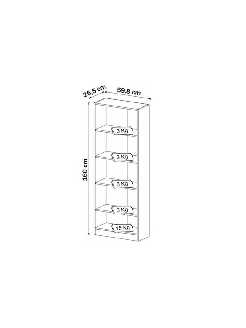 Estante Livreiro de Escritório ME4141 c/ 4 Prateleiras Preto - Tecno Mobili
