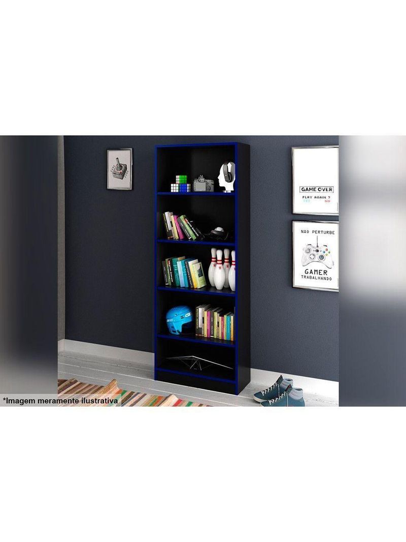 Estante Livreiro de Escritório ME4141 c/ 4 Prateleiras Preto - Tecno Mobili