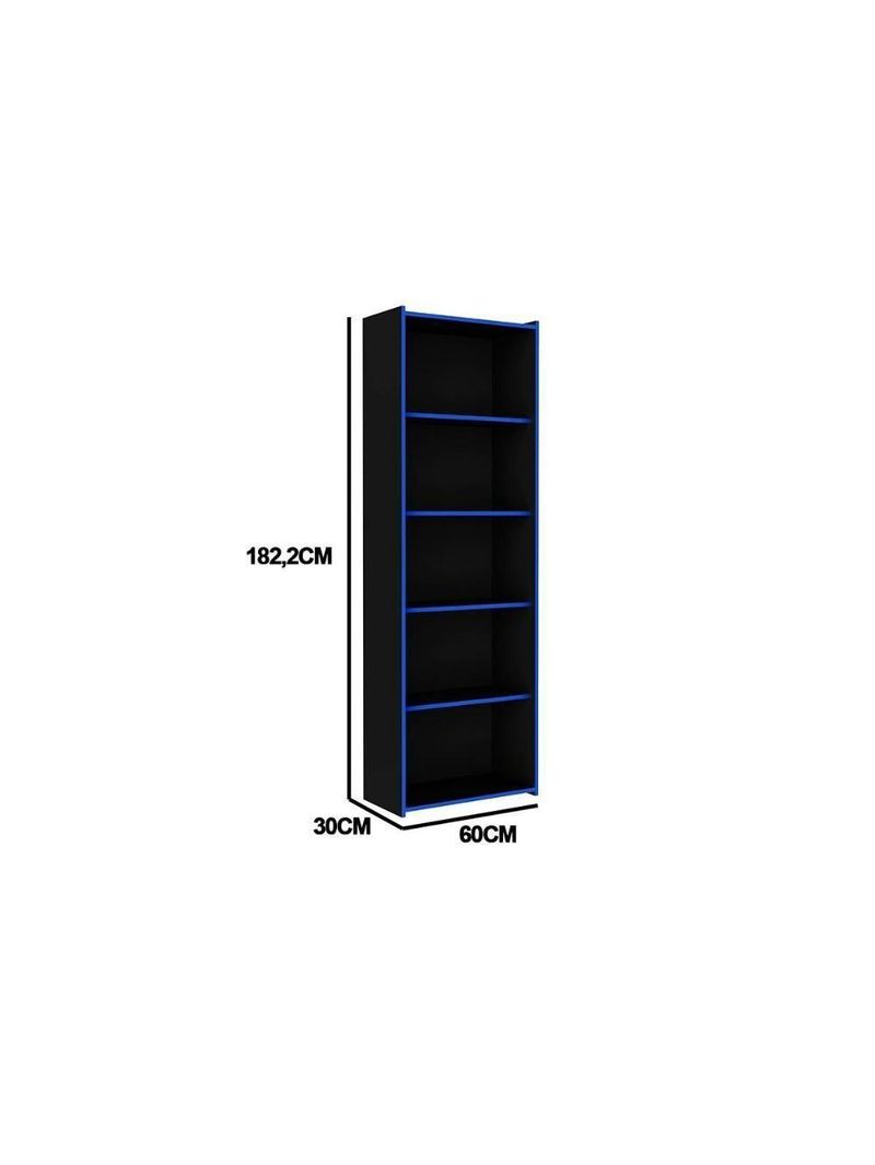 Estante Livreiro de Escritório MB 1022 c/ 5 Nichos Preto/Vermelho - Movelbento