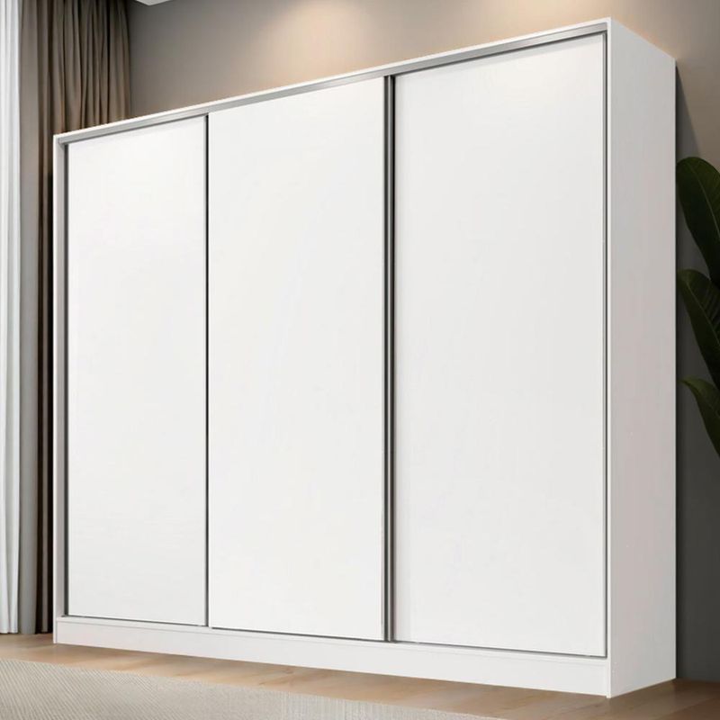 Guarda-roupa casal 100% mdf madesa nantes 3 portas de correr branco
