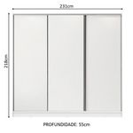 Guarda-roupa casal 100% mdf madesa nantes 3 portas de correr branco