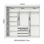 Guarda-roupa casal 100% mdf madesa nantes 3 portas de correr branco