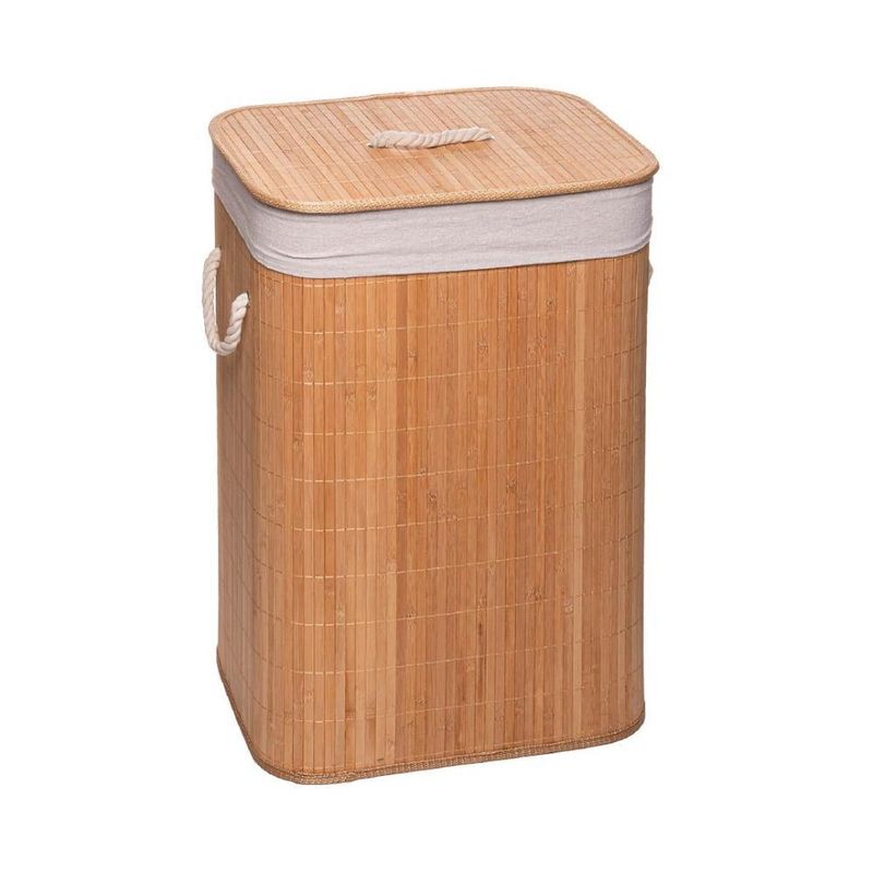 Cesto para lavanderia lyor de bambu com tampa natural 40cm