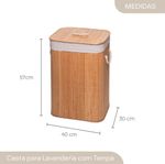 Cesto para lavanderia lyor de bambu com tampa natural 40cm