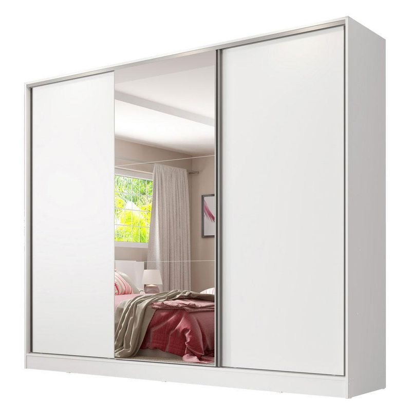 Guarda roupa casal 100% mdf com espelho madesa royale 3 portas de correr