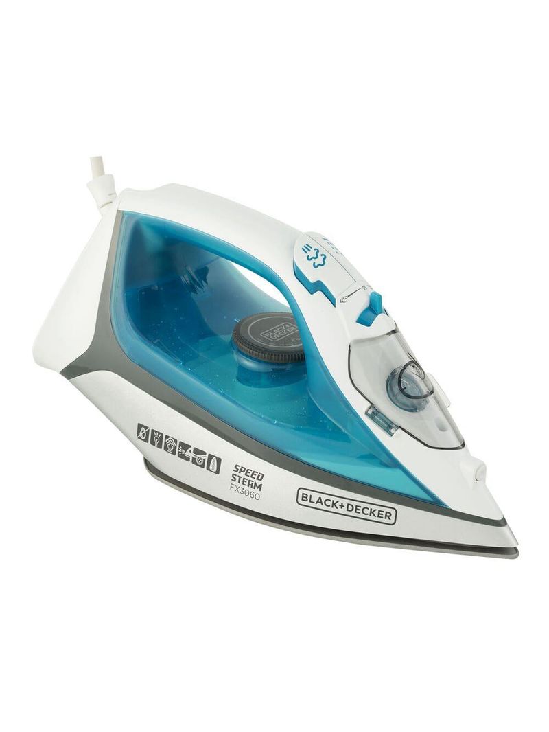 Ferro de passar a vapor black decker fx3060 com base antiaderente - azul e branco