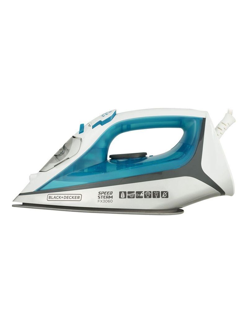 Ferro de passar a vapor black decker fx3060 com base antiaderente - azul e branco