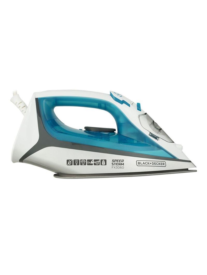 Ferro de passar a vapor black decker fx3060 com base antiaderente - azul e branco