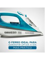Ferro de passar a vapor black decker fx3060 com base antiaderente - azul e branco