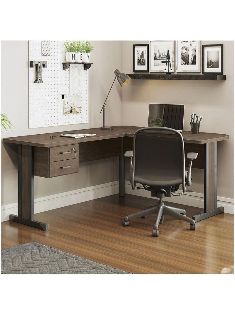 Mesa De Escritório Em L 2 Gavetas Versatile 1,70m X 1,50m