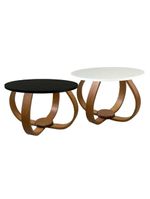 Conjunto Mesa De Centro E Lateral Pés Cebola Branco E Preto Branco E Preto