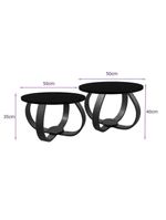 Conjunto Mesa De Centro E Lateral Pés Cebola Preto Preto