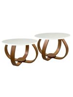 Conjunto Mesa De Centro E Lateral Pés Cebola Branco Branco