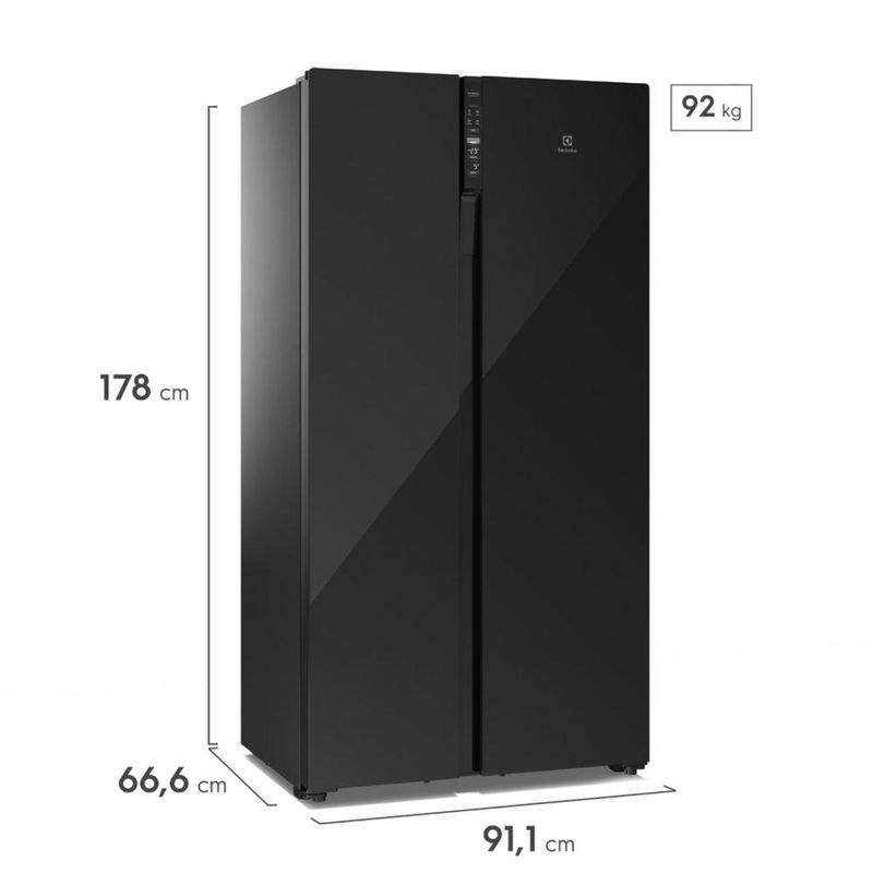Geladeira electrolux frost free 531l side by side inverter es5gb tecnologia autosense preto