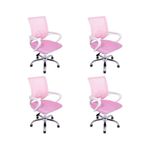 Kit 4 Cadeiras De Escritório Begonia Esrgonômico Rosa