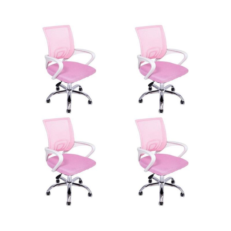 Kit 4 Cadeiras De Escritório Begonia Esrgonômico Rosa