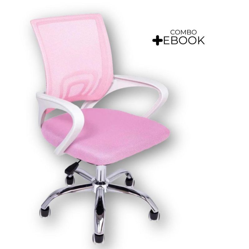 Kit 4 Cadeiras De Escritório Begonia Esrgonômico Rosa