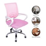 Kit 4 Cadeiras De Escritório Begonia Tela Mesh Ergonômica Rosa