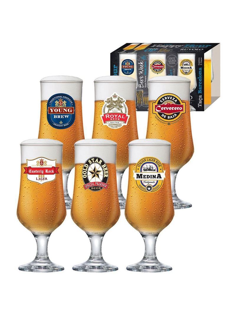 Conjunto de taças para cerveja ruvolo barcelona 370 ml – 6 peças