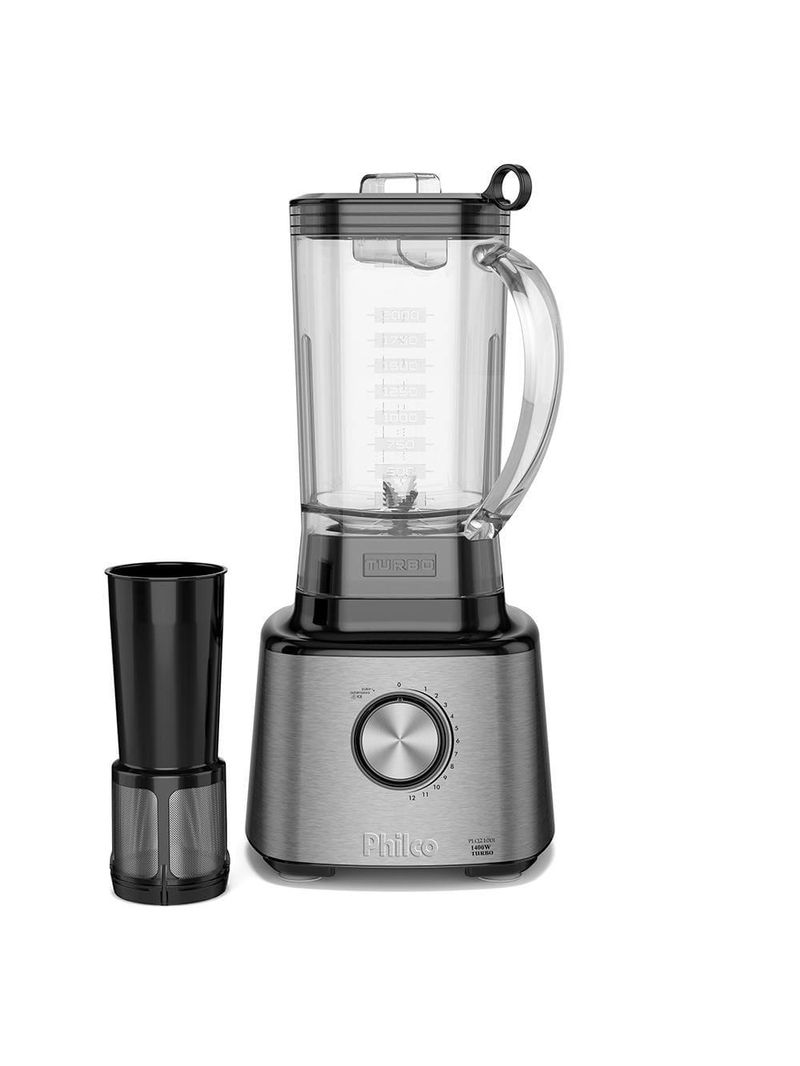 Liquidificador philco plq2100pi turbo preto 1400w com 12 velocidades - preto/inox