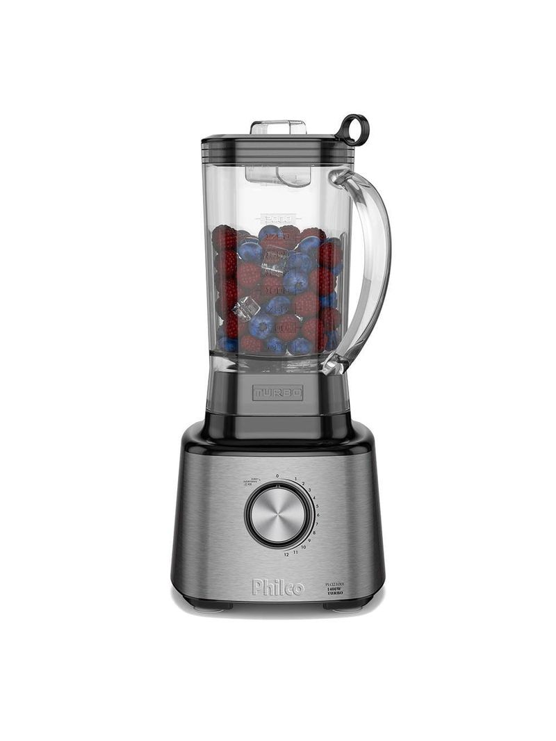 Liquidificador philco plq2100pi turbo preto 1400w com 12 velocidades - preto/inox