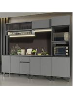 Armário de cozinha completa 260cm cinza nice madesa 07