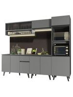 Armário de cozinha completa 260cm cinza nice madesa 07