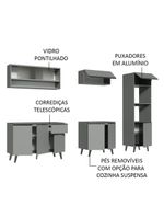 Armário de cozinha completa 260cm cinza nice madesa 07