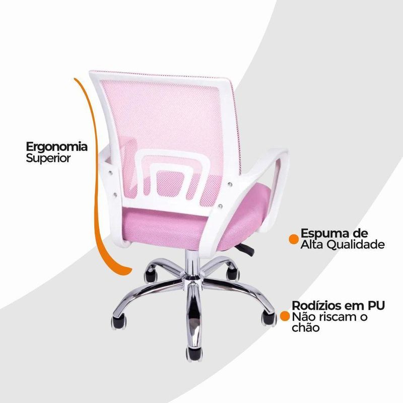 Kit 2 Cadeiras De Escritório Begonia Ergonômico Rosa