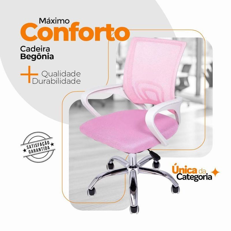Kit 2 Cadeiras De Escritório Begonia Ergonômico Rosa