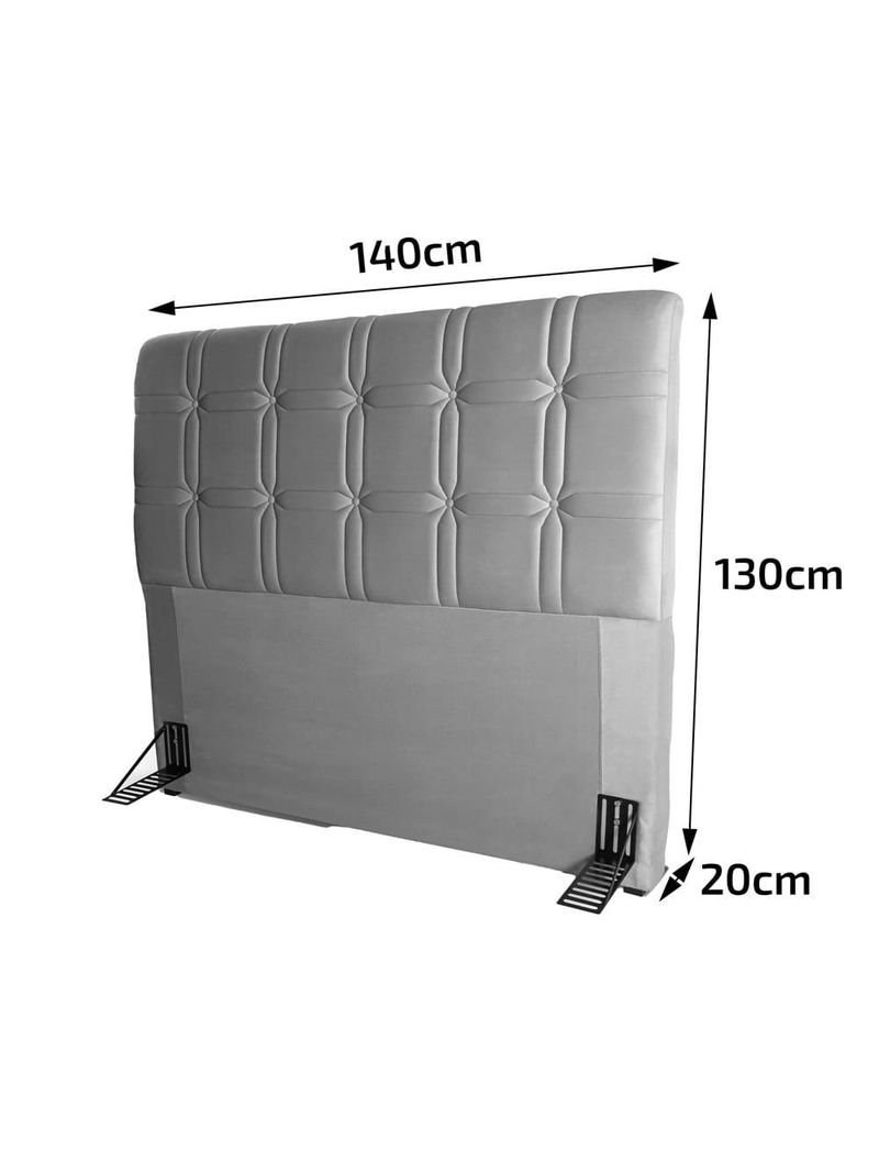 Cabeceira para cama de casal hellen zeus com revestimento platinum - 140cm de largura