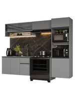 Armário de cozinha completa suspenso 260cm cinza nice madesa 10