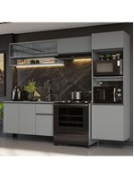 Armário de cozinha completa suspenso 260cm cinza nice madesa 10