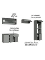 Armário de cozinha completa suspenso 260cm cinza nice madesa 10